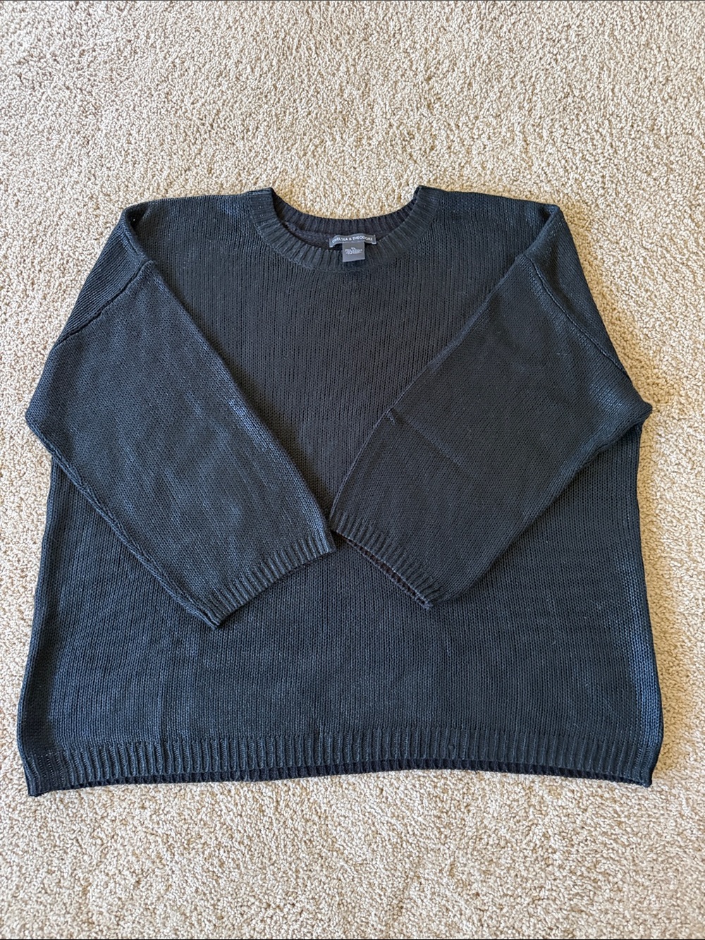Chelsea & Theodore Black Crewneck Sweater with Subtle Sheen